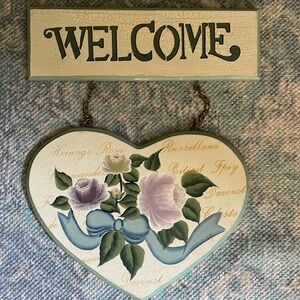 Arister Wooden HandPainted Wall or Door Plaque Cream and Mint pastels